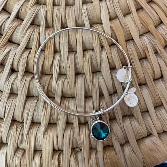 Alex & Ani May Birthstone Emerald Silver Expandable Bangle - Picture 2 of 4